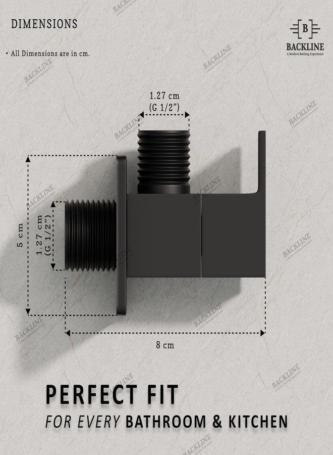 B BACKLINE صمام زاوية نحاسي خلفي للحمام | عبوة من قطعتين | نحاس صلب 100%، شديد التحمل، مانع للتسرب | صمام زاوية إيقاف | صمام أحادي الاتجاه، مثالي للاستخدام في الحمام والمرحاض والمطبخ (أسود مطفي) - Image 2